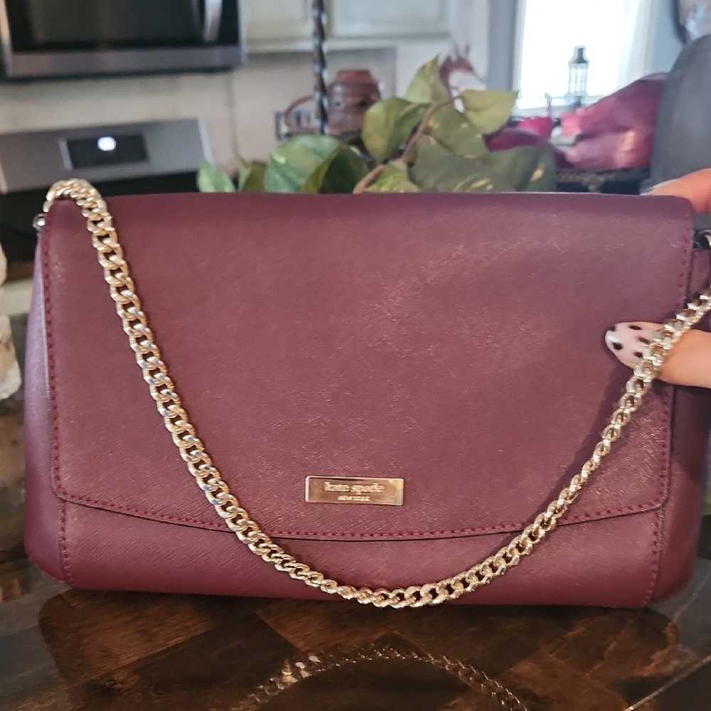 Kate Spade Plum Crossbody Bag with Chain Strap